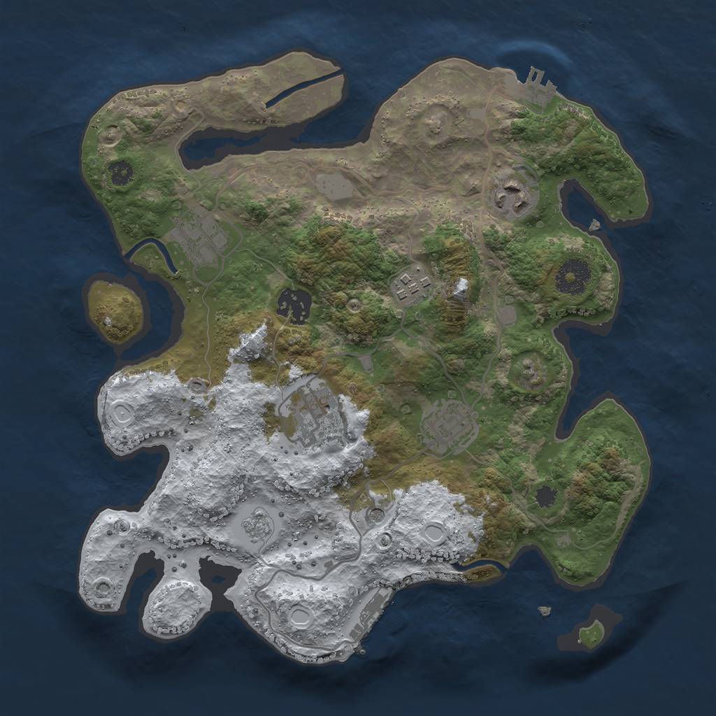 Rust Map: Procedural Map, Size: 3000, Seed: 119451298, 15 Monuments