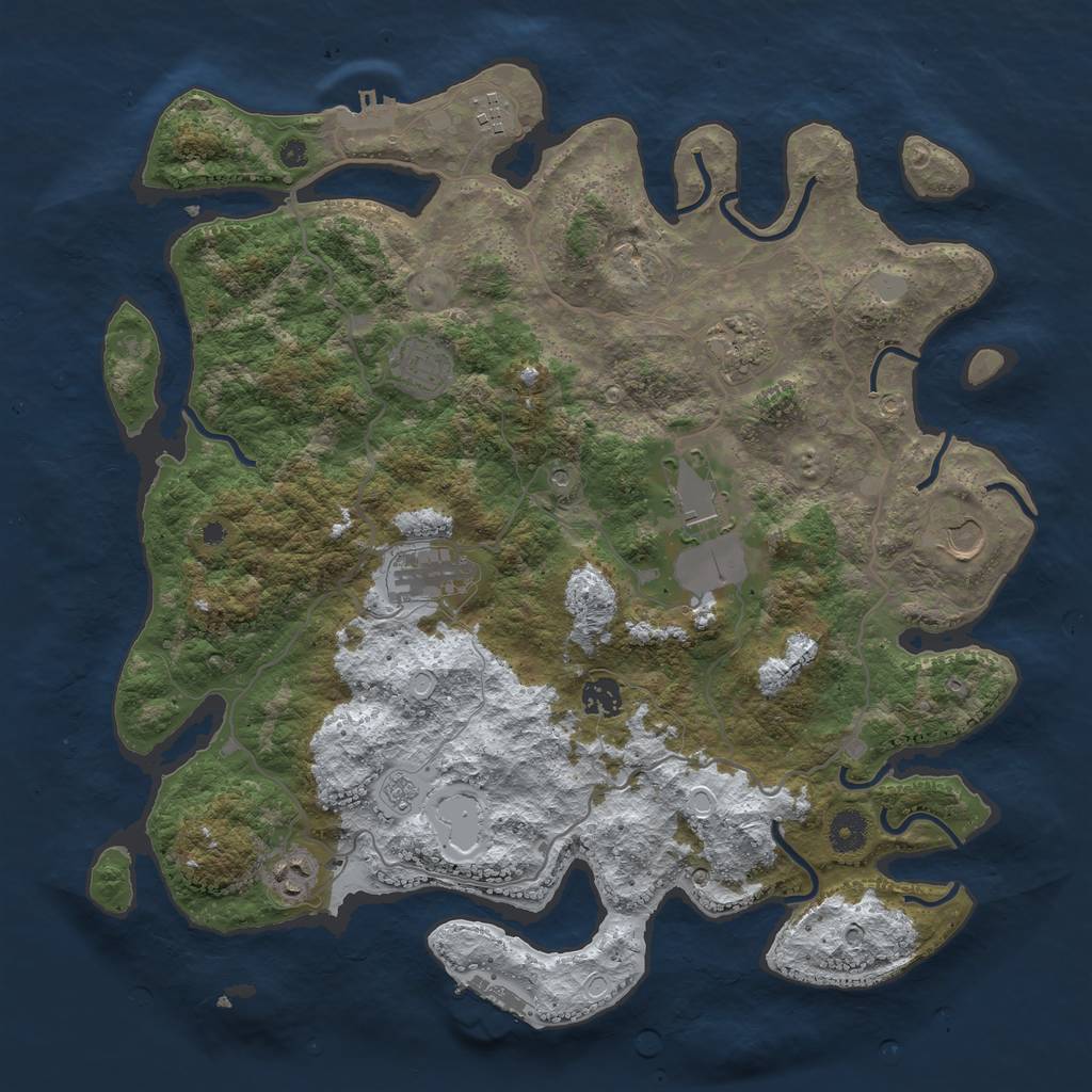 Rust Map: Procedural Map, Size: 4000, Seed: 1993457, 17 Monuments