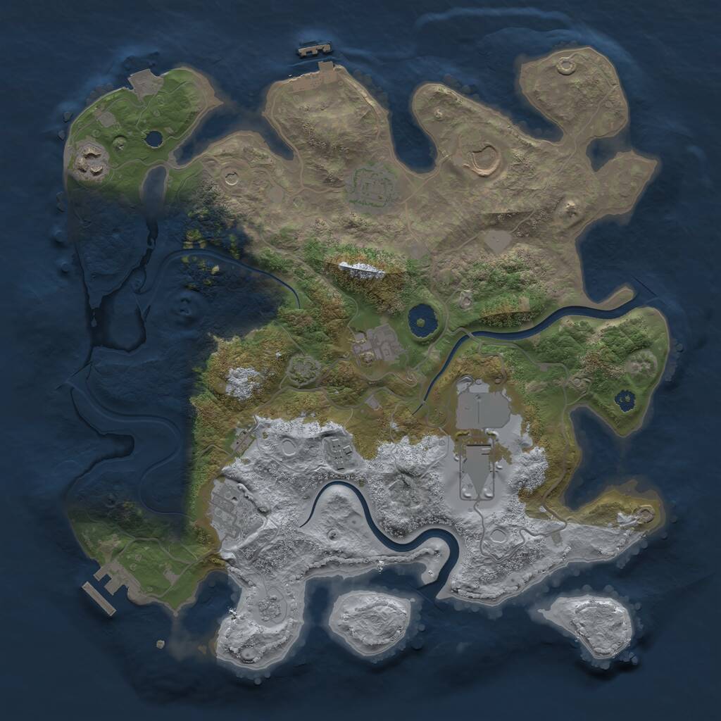 Rust Map: Procedural Map, Size: 3500, Seed: 53956405, 13 Monuments