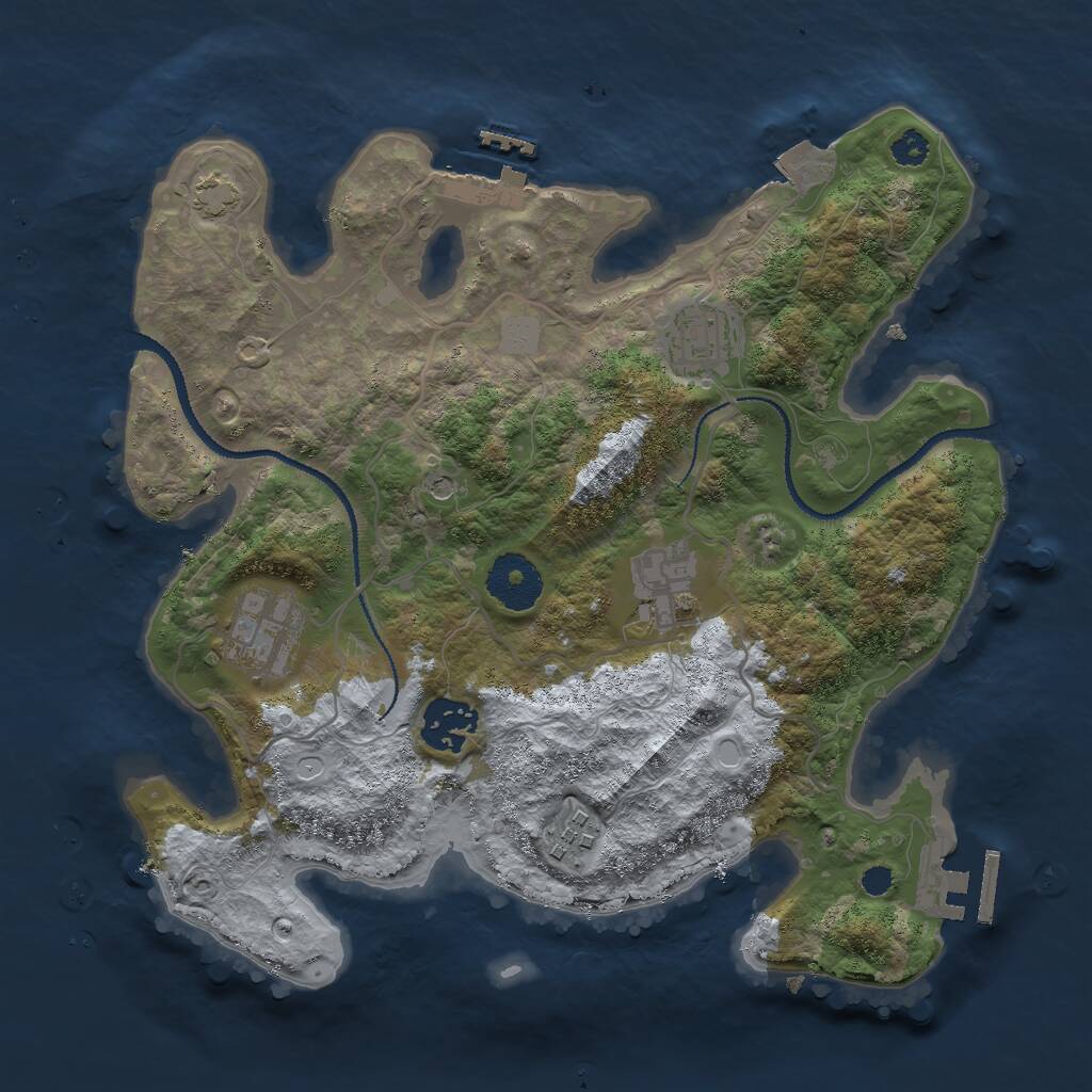 Rust Map: Procedural Map, Size: 3000, Seed: 878646165, 10 Monuments