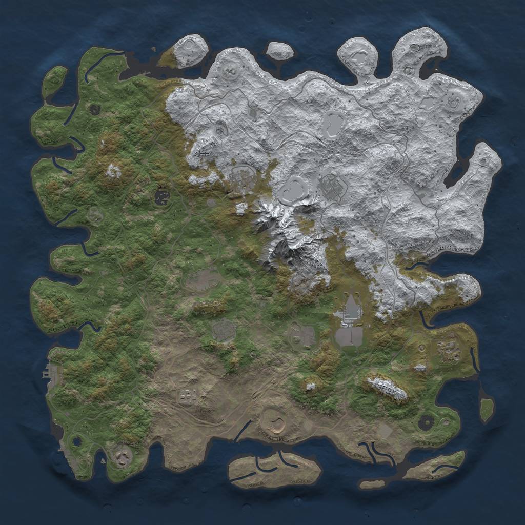 Rust Map: Procedural Map, Size: 5000, Seed: 54168, 20 Monuments