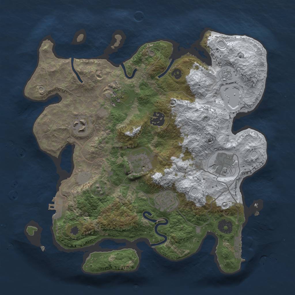 Rust Map: Procedural Map, Size: 3000, Seed: 1942918900, 14 Monuments