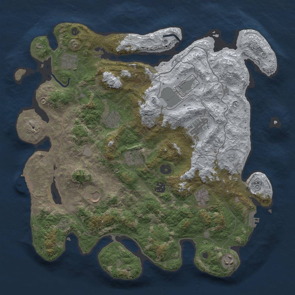 Rust Map: Procedural Map, Size: 4000, Seed: 1976119223, 19 Monuments