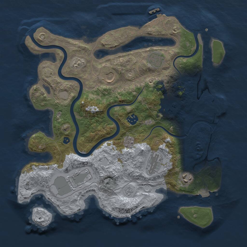 Rust Map: Procedural Map, Size: 3500, Seed: 730992066, 14 Monuments