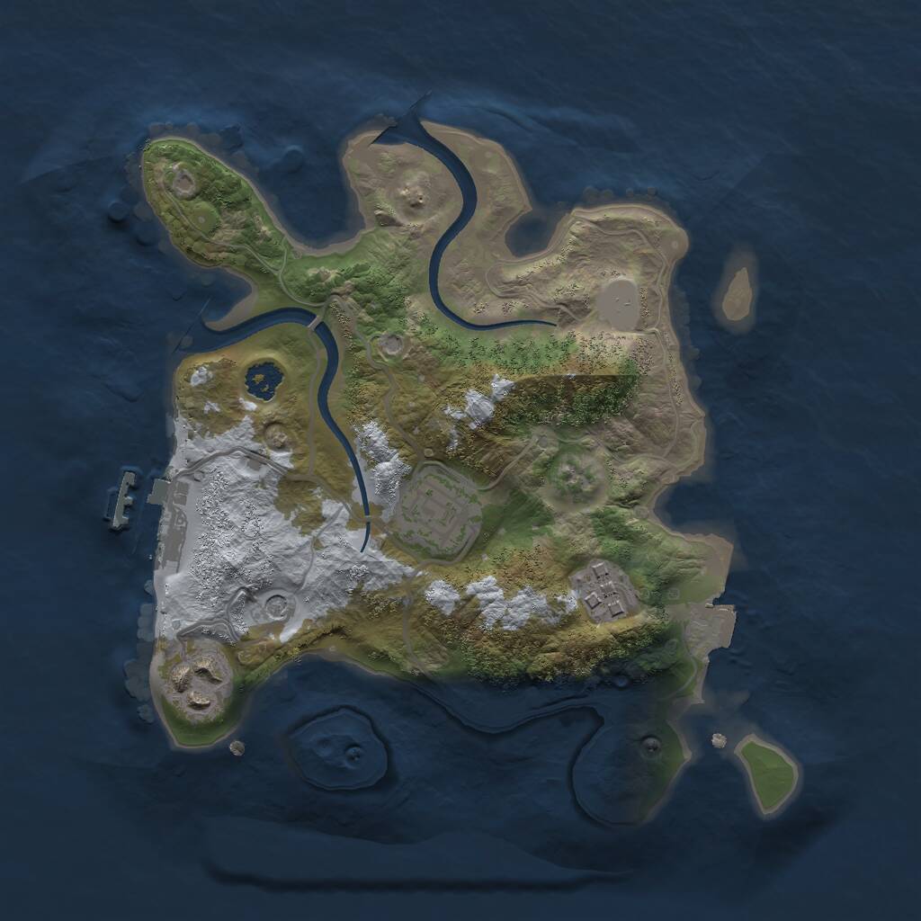 Rust Map: Procedural Map, Size: 2500, Seed: 1445014417, 6 Monuments