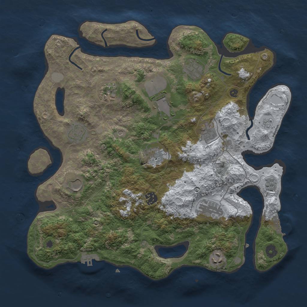 Rust Map: Procedural Map, Size: 3700, Seed: 878, 20 Monuments