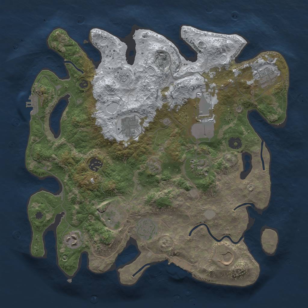 Rust Map: Procedural Map, Size: 3500, Seed: 13376263, 18 Monuments