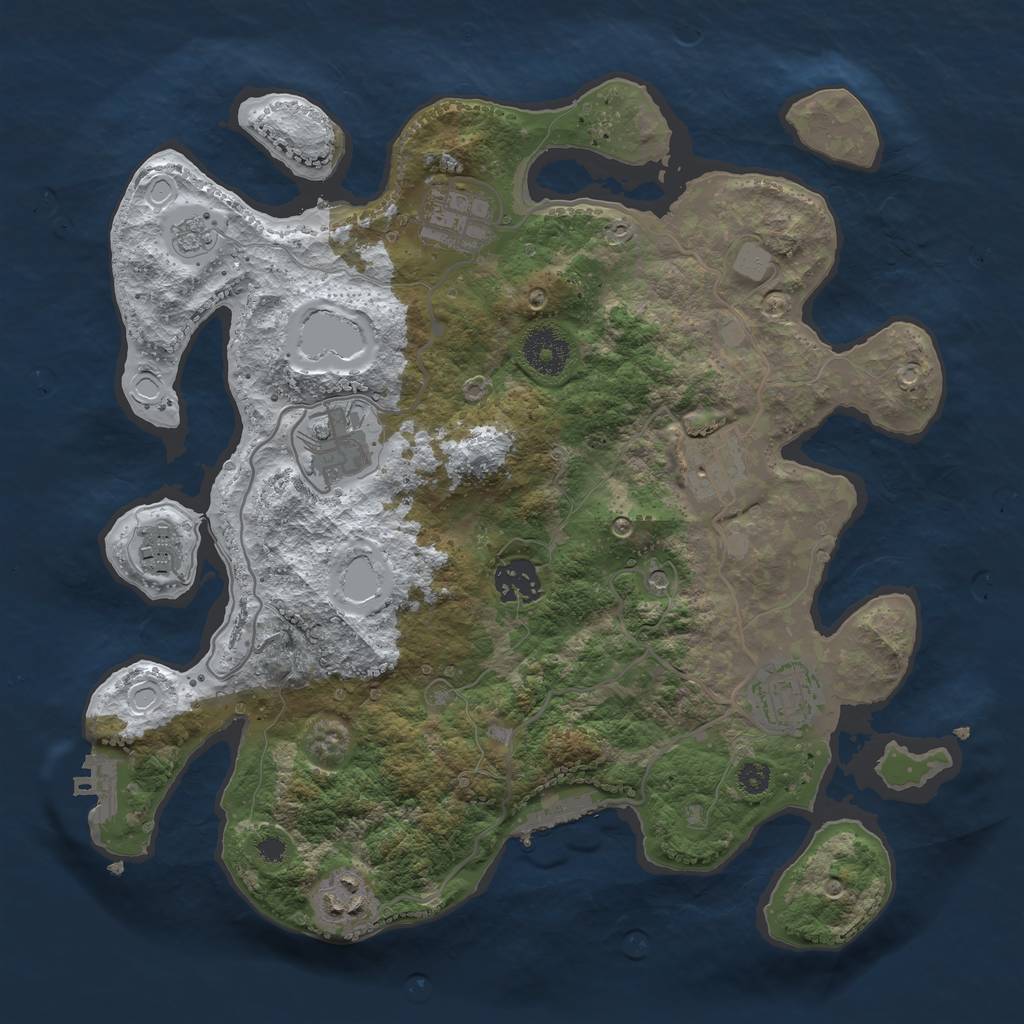 Rust Map: Procedural Map, Size: 3300, Seed: 53222, 16 Monuments