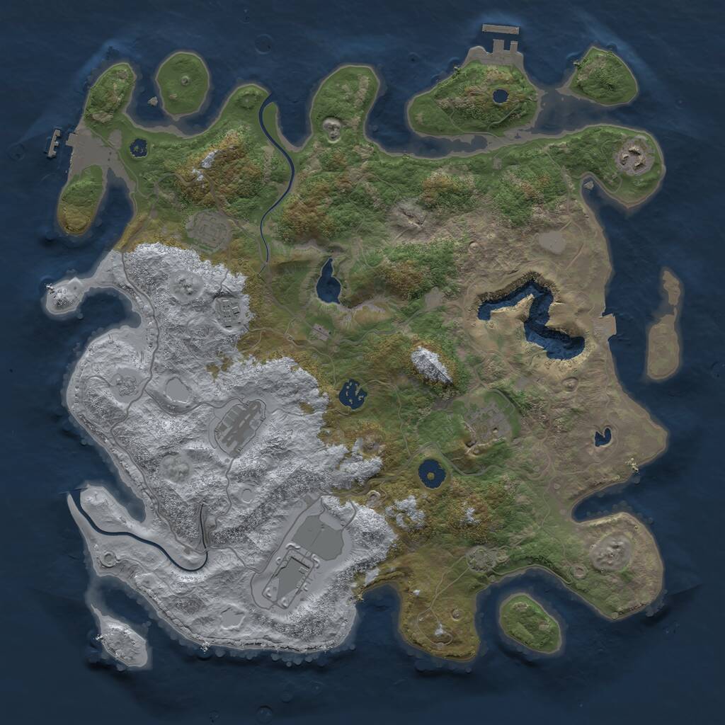 Rust Map: Procedural Map, Size: 4000, Seed: 1023020781, 12 Monuments