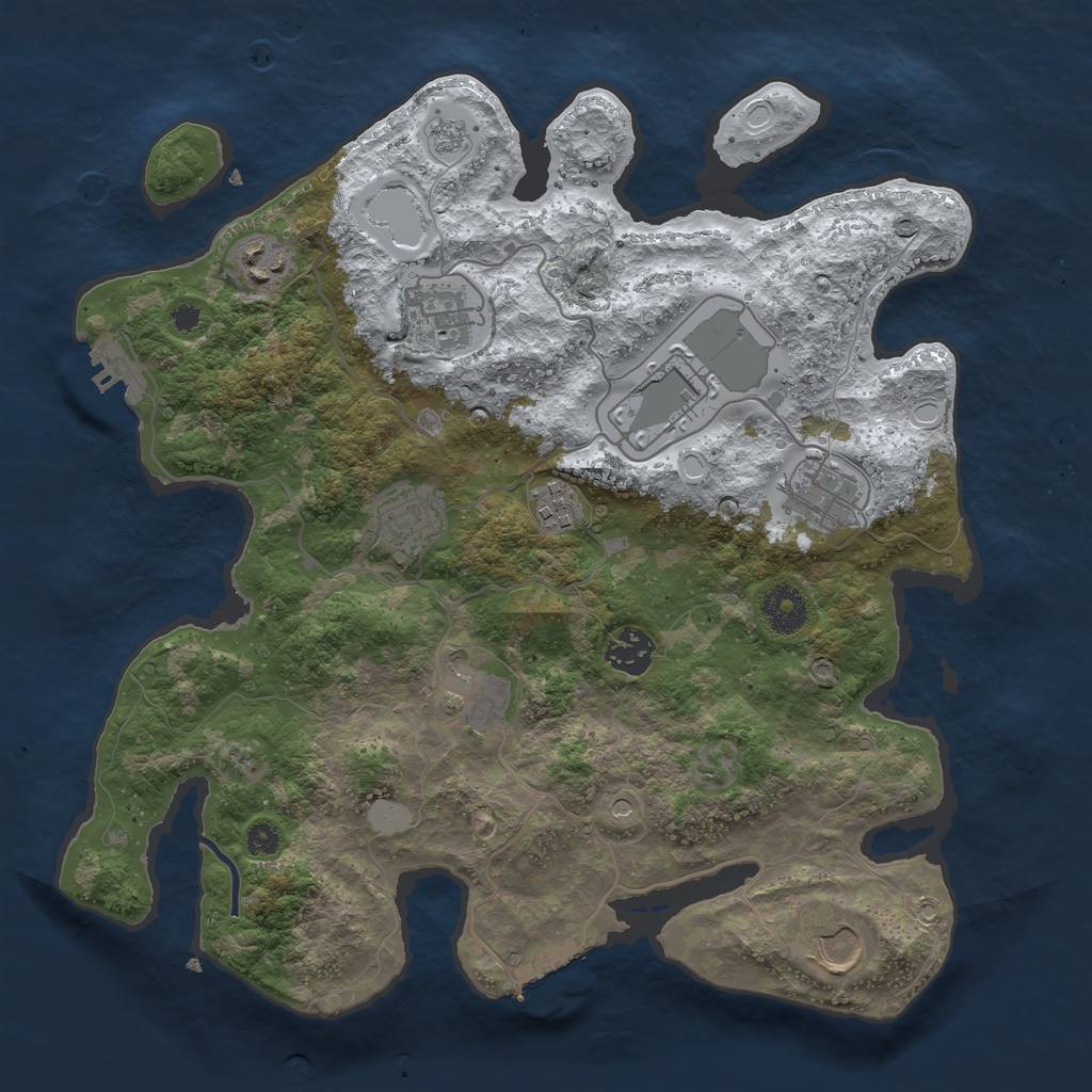 Rust Map: Procedural Map, Size: 3500, Seed: 9402259, 18 Monuments