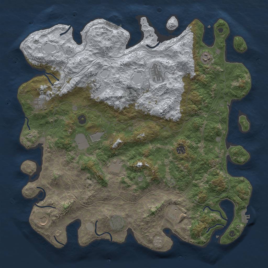 Rust Map: Procedural Map, Size: 4500, Seed: 1383091764, 20 Monuments