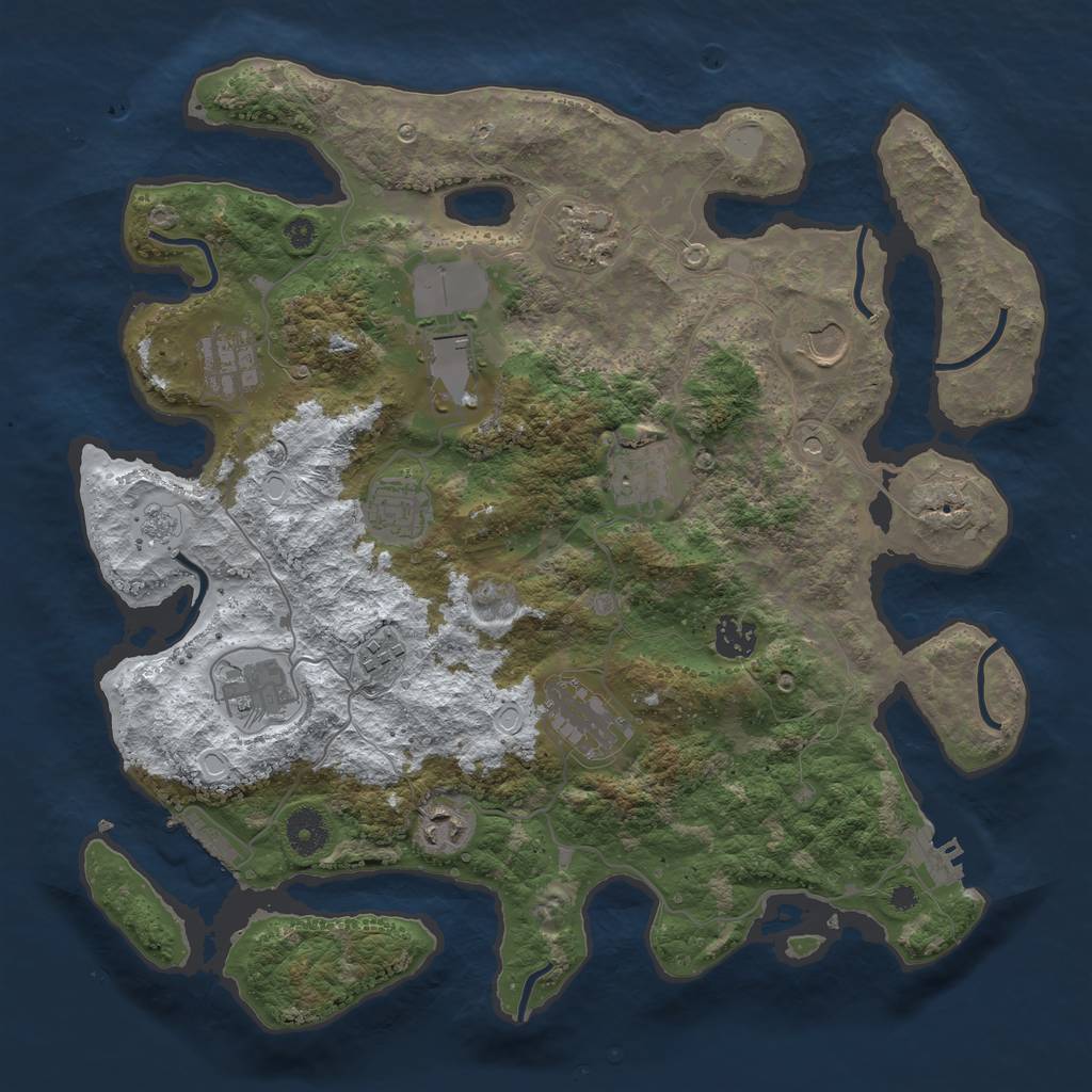 Rust Map: Procedural Map, Size: 3750, Seed: 983368684, 20 Monuments