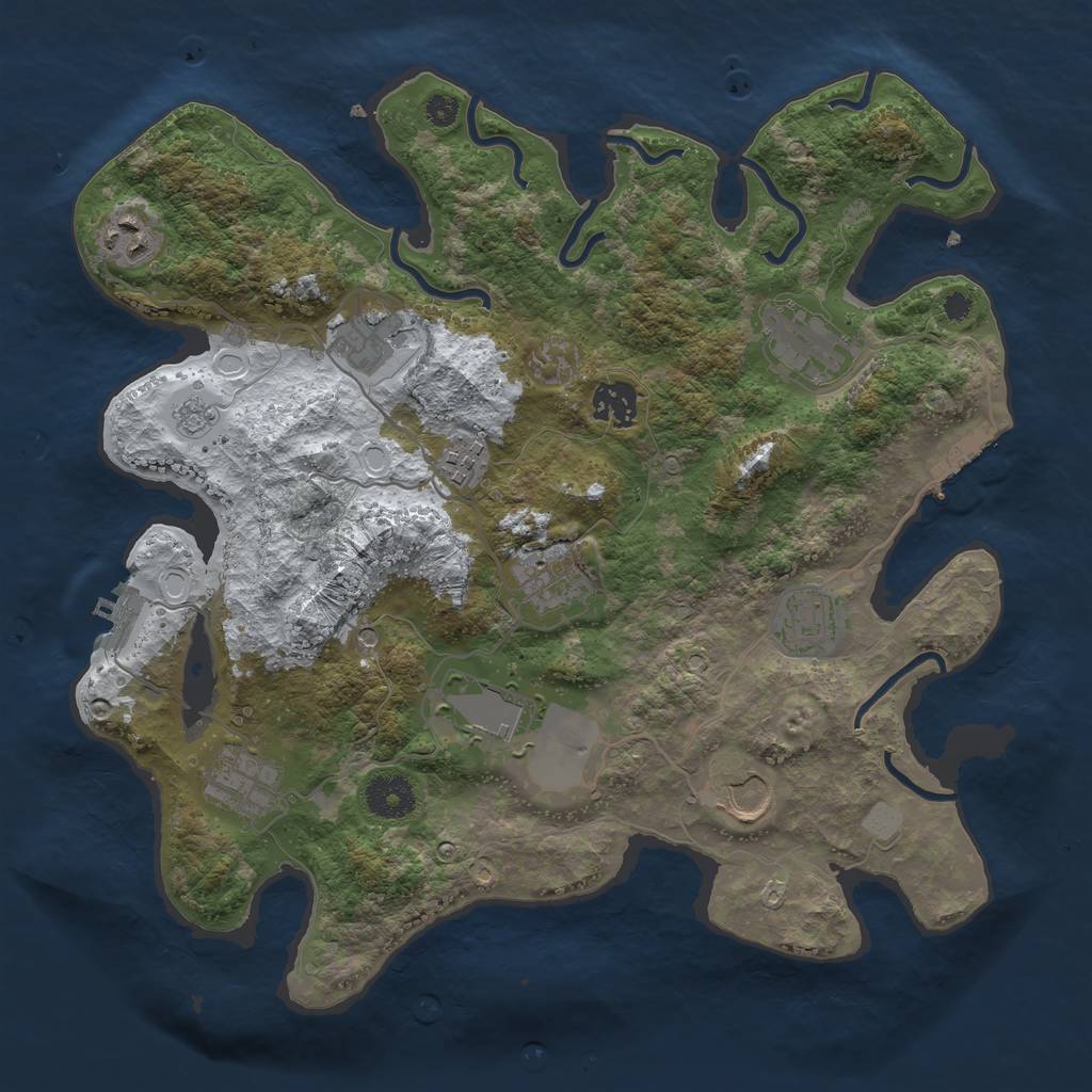 Rust Map: Procedural Map, Size: 3500, Seed: 135111581, 19 Monuments