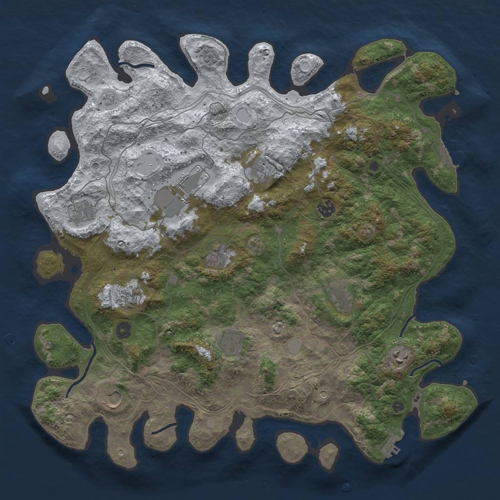 Rust Map: Procedural Map, Size: 4500, Seed: 479898165, 20 Monuments