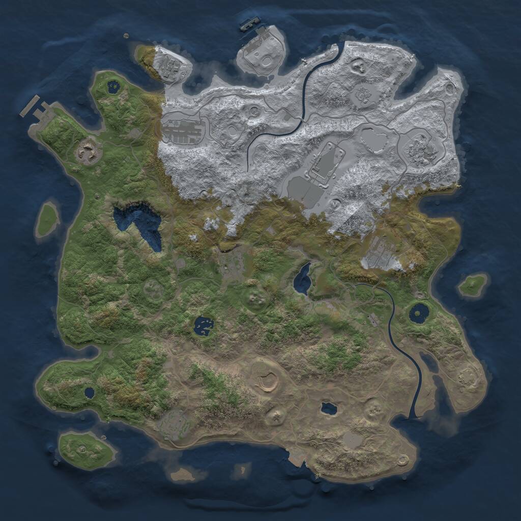 Rust Map: Procedural Map, Size: 4000, Seed: 1764511514, 16 Monuments