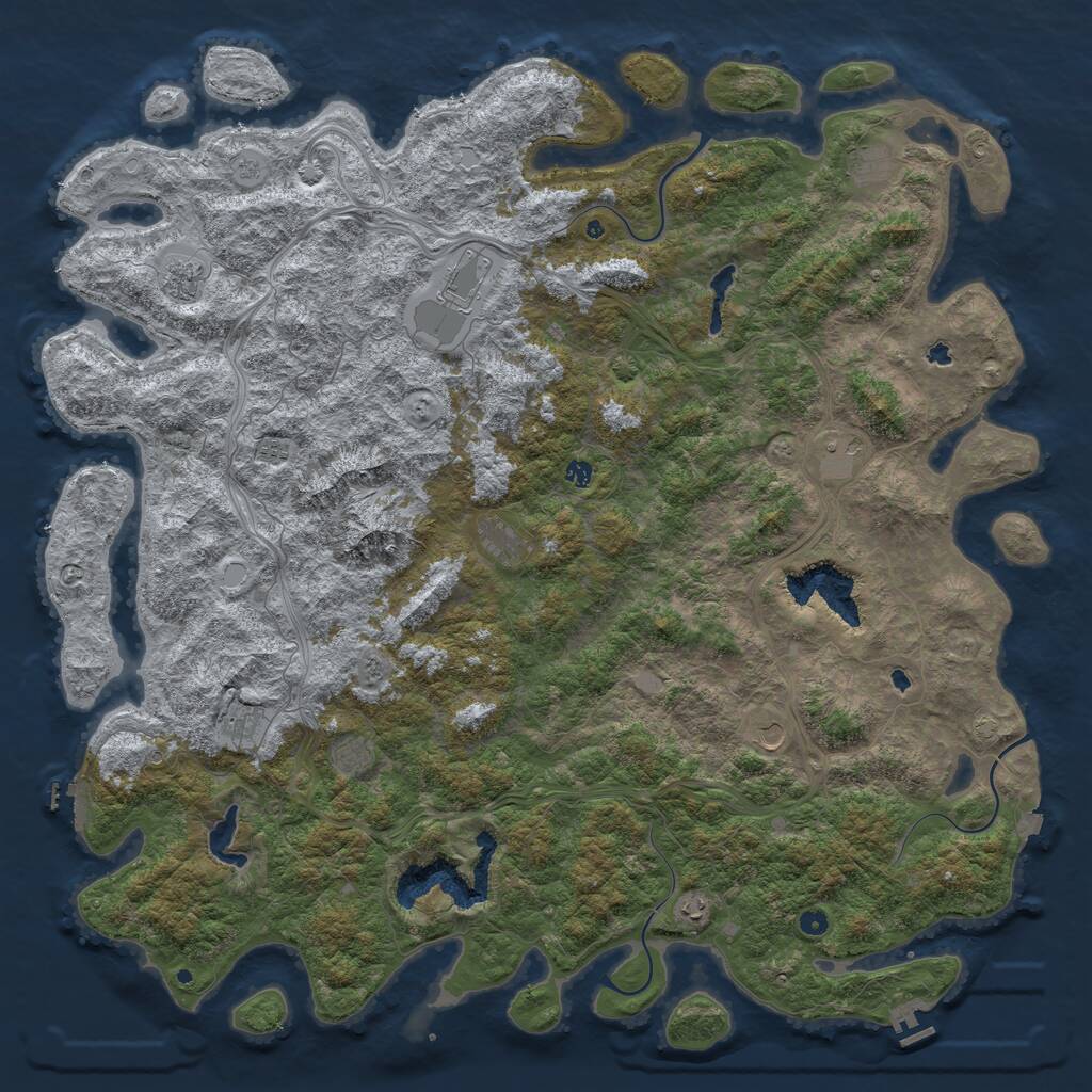 Rust Map: Procedural Map, Size: 6000, Seed: 981935721, 17 Monuments