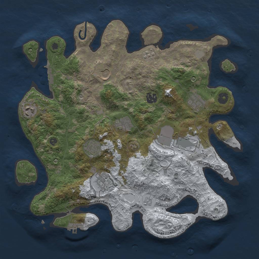 Rust Map: Procedural Map, Size: 3500, Seed: 67992406, 18 Monuments