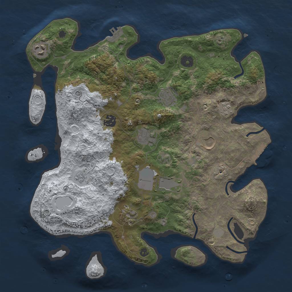 Rust Map: Procedural Map, Size: 3500, Seed: 1623165, 17 Monuments