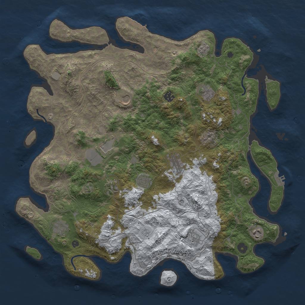 Rust Map: Procedural Map, Size: 4500, Seed: 511564730, 20 Monuments
