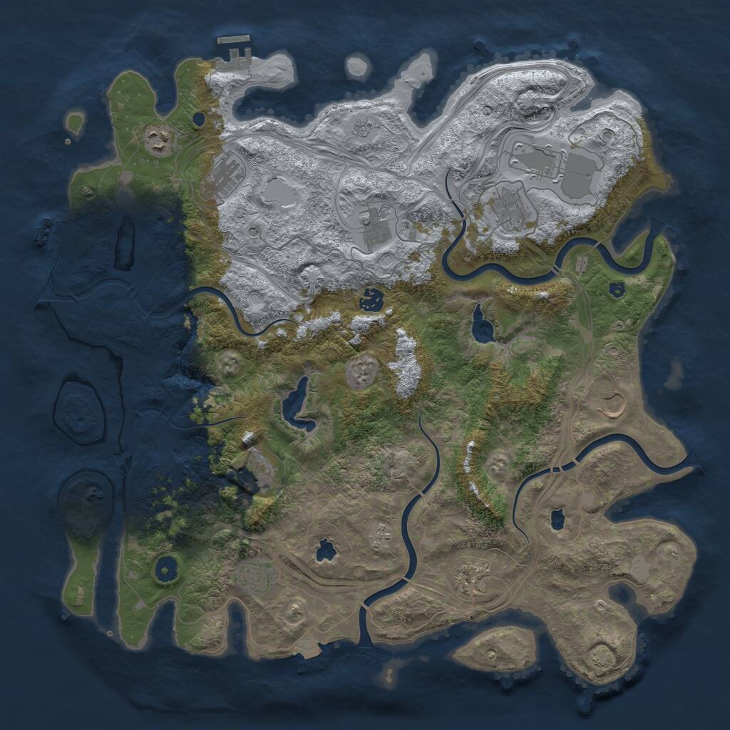 Rust Map: Procedural Map, Size: 4500, Seed: 975575, 17 Monuments