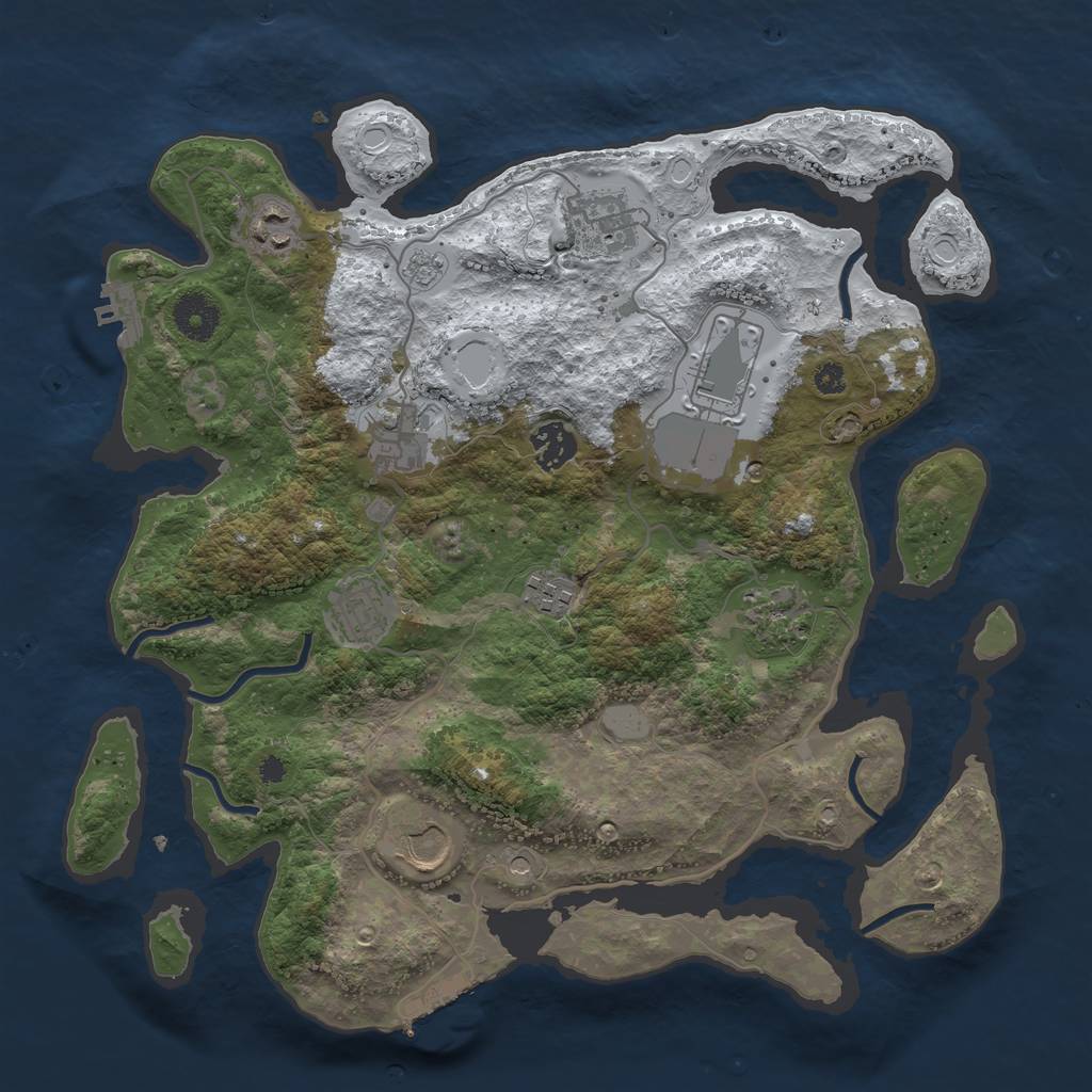 Rust Map: Procedural Map, Size: 3550, Seed: 32431, 18 Monuments