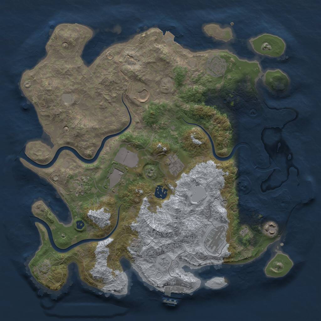 Rust Map: Procedural Map, Size: 3700, Seed: 1361227078, 15 Monuments