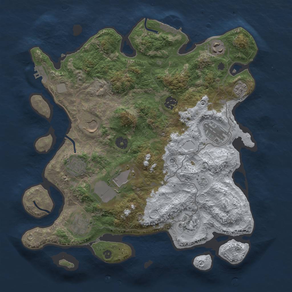 Rust Map: Procedural Map, Size: 3500, Seed: 2656, 18 Monuments
