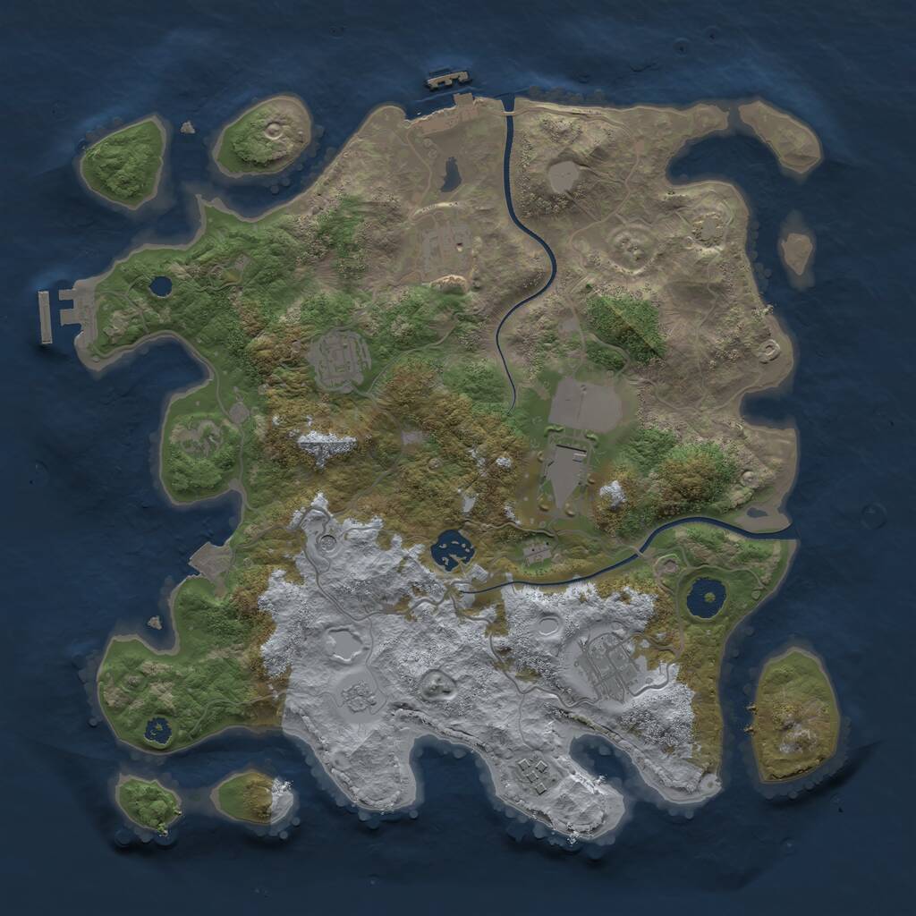 Rust Map: Procedural Map, Size: 3500, Seed: 1809974583, 12 Monuments