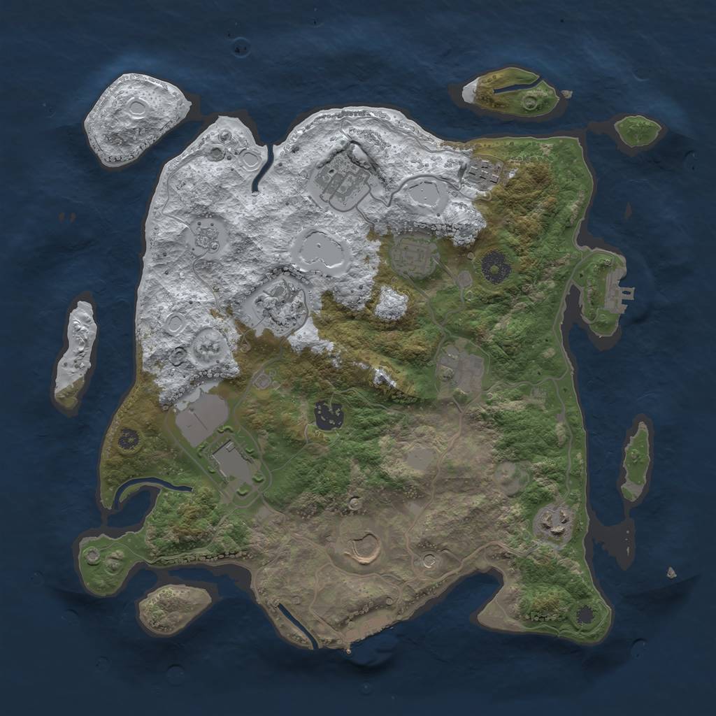 Rust Map: Procedural Map, Size: 3500, Seed: 2126769636, 18 Monuments