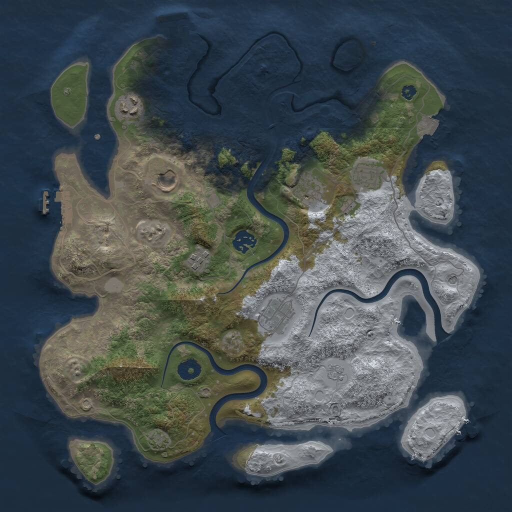 Rust Map: Procedural Map, Size: 3500, Seed: 250440162, 13 Monuments