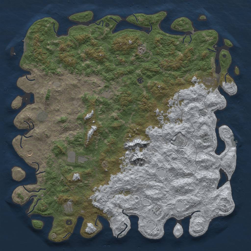 Rust Map: Procedural Map, Size: 6000, Seed: 749391, 20 Monuments