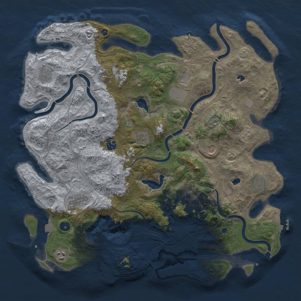 Rust Map: Procedural Map, Size: 4500, Seed: 607980247, 17 Monuments