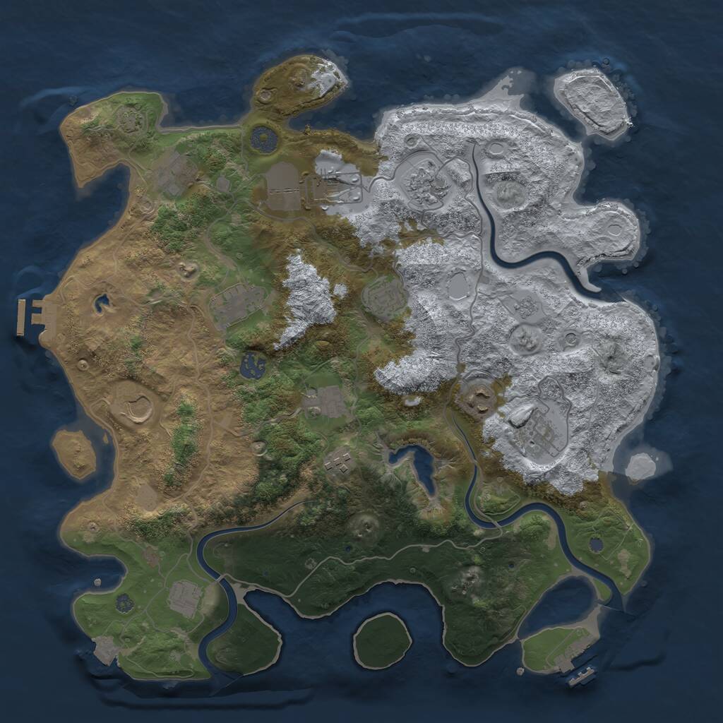 Rust Map: Procedural Map, Size: 4000, Seed: 12072021, 17 Monuments