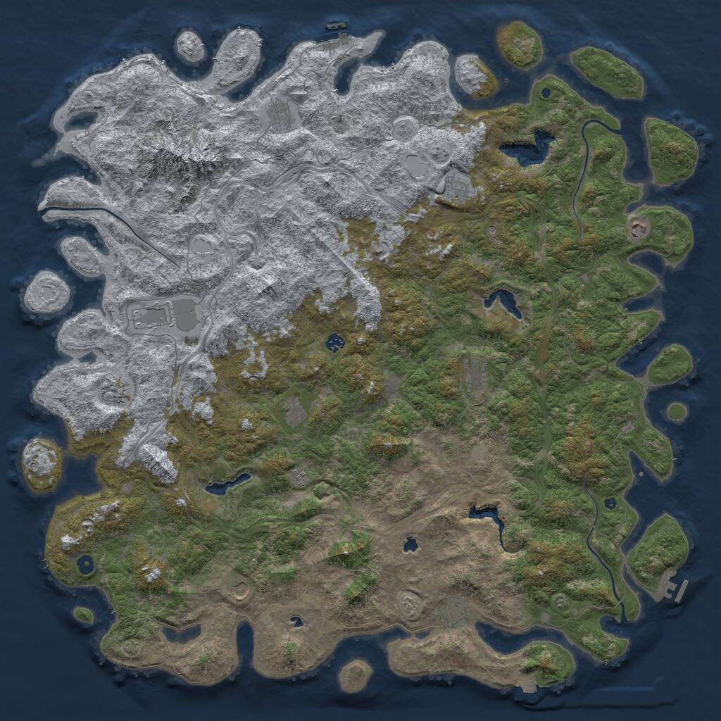 Rust Map: Procedural Map, Size: 6000, Seed: 5225, 17 Monuments