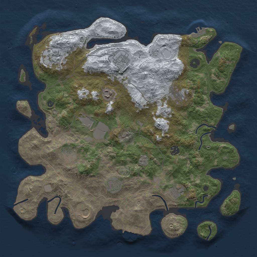 Rust Map: Procedural Map, Size: 4000, Seed: 693614075, 20 Monuments