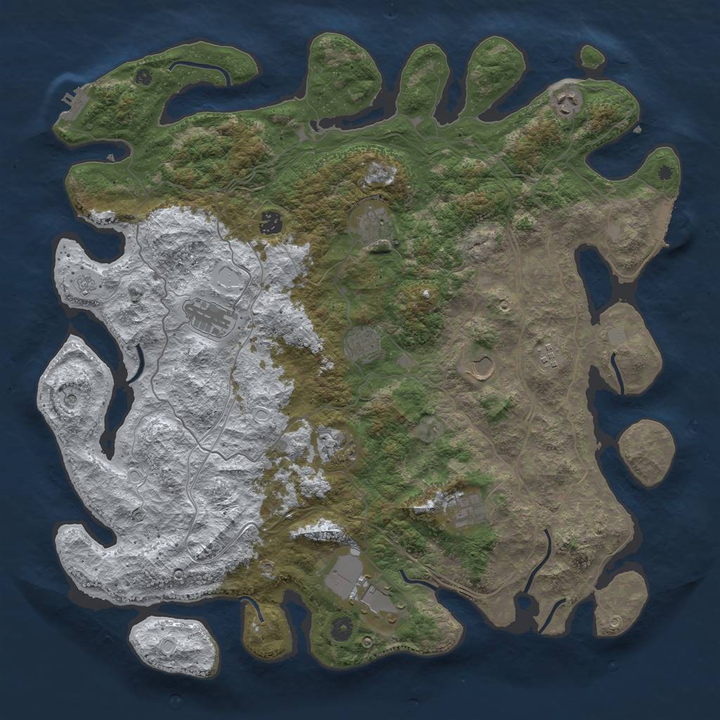 Rust Map: Procedural Map, Size: 4500, Seed: 920408, 19 Monuments