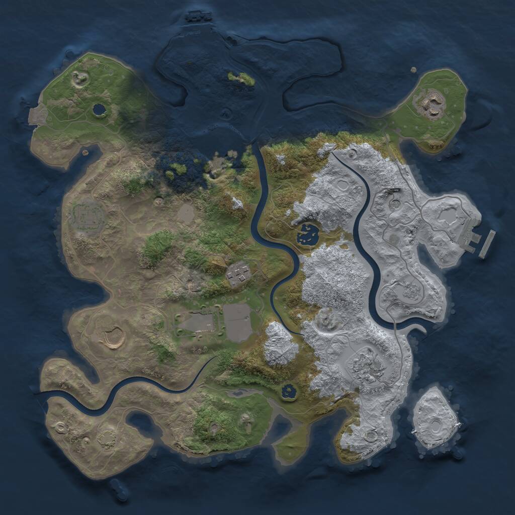 Rust Map: Procedural Map, Size: 3500, Seed: 880297952, 14 Monuments