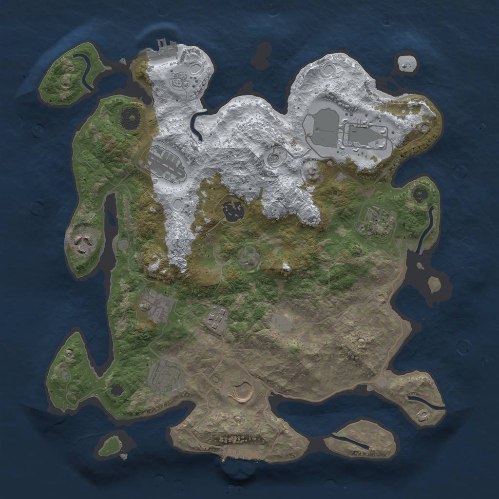 Rust Map: Procedural Map, Size: 3500, Seed: 1383798660, 18 Monuments