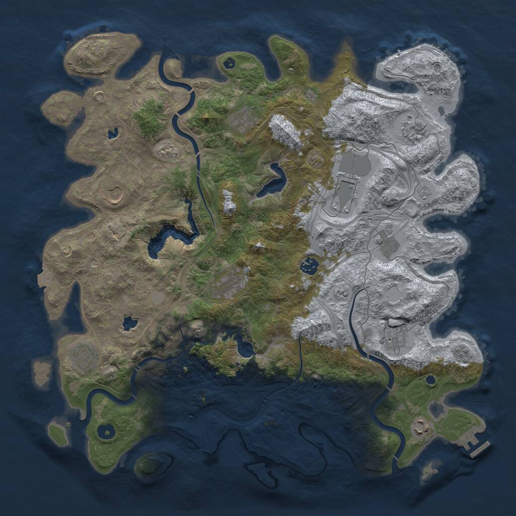 Rust Map: Procedural Map, Size: 4500, Seed: 1838213469, 16 Monuments