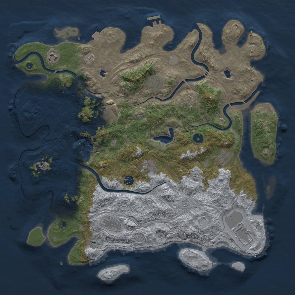 Rust Map: Procedural Map, Size: 4500, Seed: 1468917342, 16 Monuments