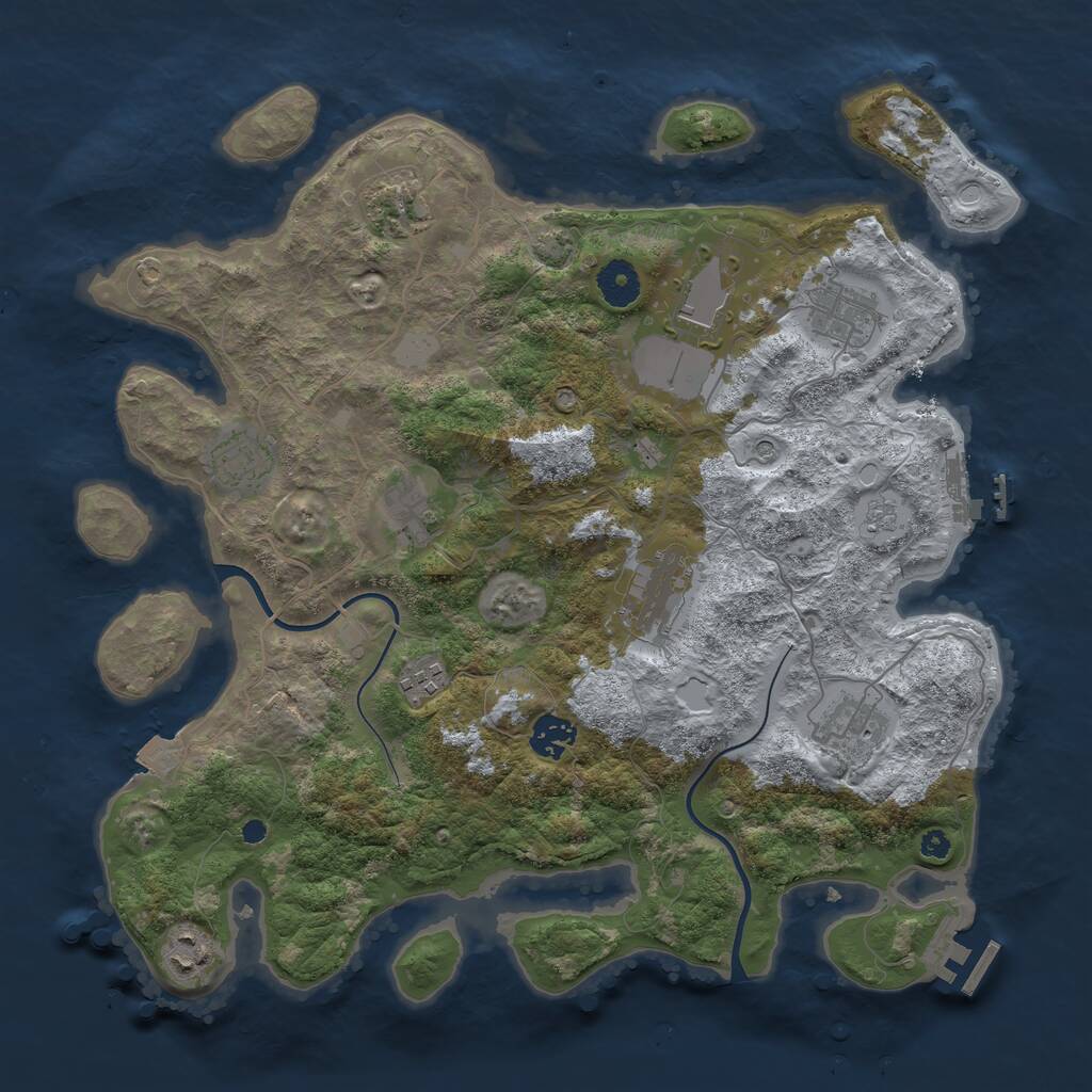 Rust Map: Procedural Map, Size: 3720, Seed: 14045, 16 Monuments