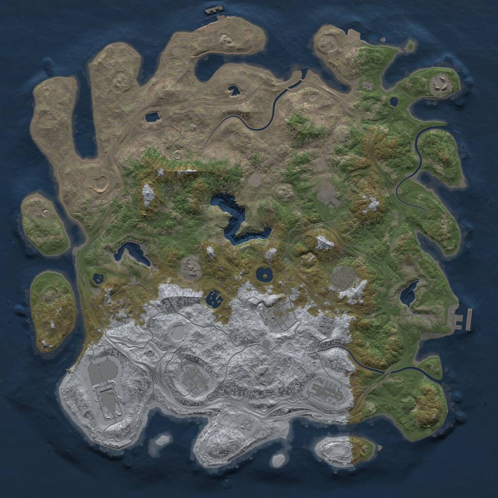 Rust Map: Procedural Map, Size: 4500, Seed: 52597954, 17 Monuments