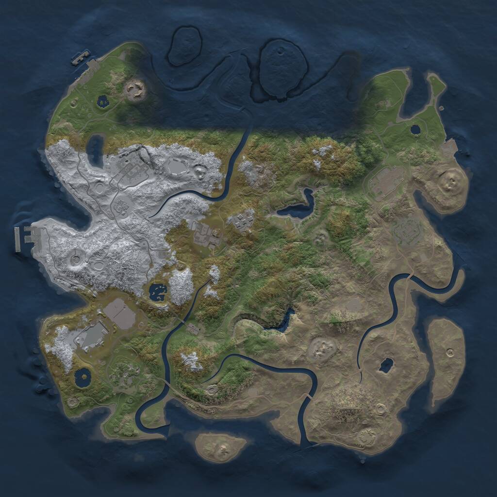 Rust Map: Procedural Map, Size: 4050, Seed: 1620445178, 15 Monuments