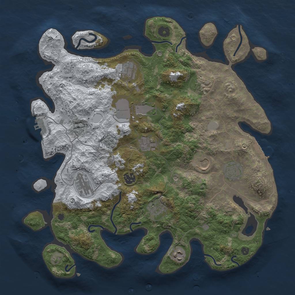 Rust Map: Procedural Map, Size: 3850, Seed: 1906211896, 20 Monuments