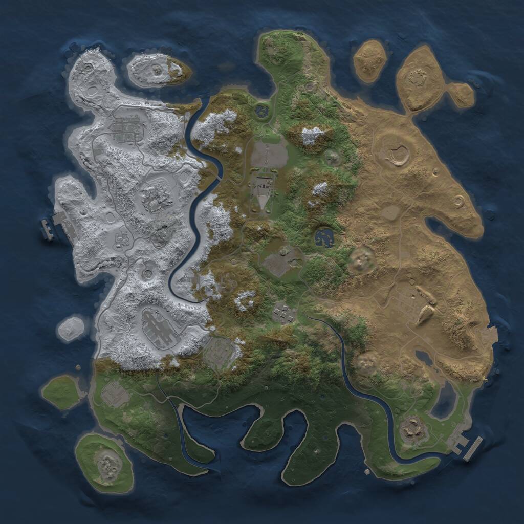 Rust Map: Procedural Map, Size: 3850, Seed: 1906211896, 17 Monuments