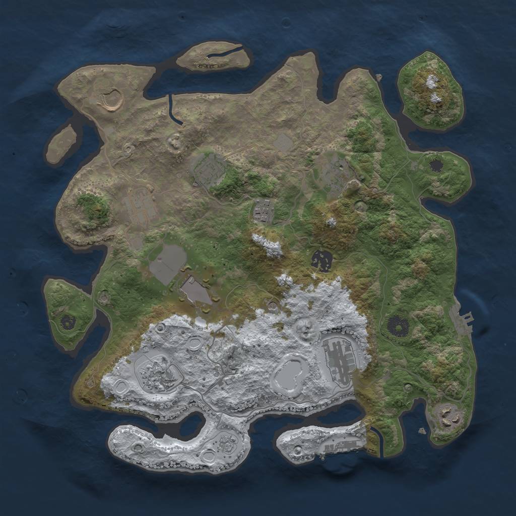 Rust Map: Procedural Map, Size: 3500, Seed: 901541178, 19 Monuments