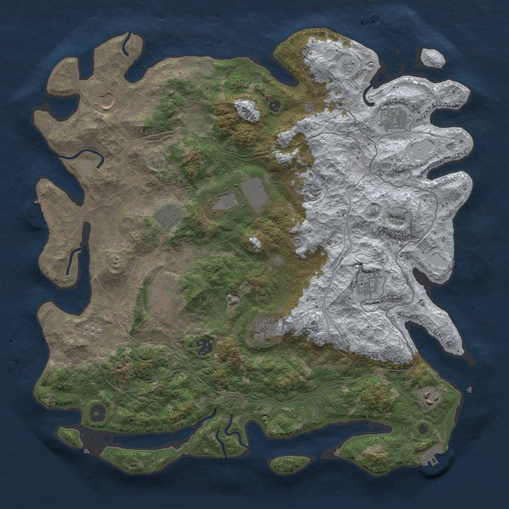 Rust Map: Procedural Map, Size: 4500, Seed: 1879472493, 20 Monuments