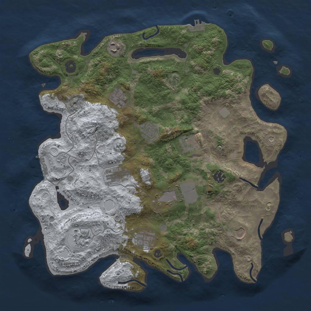 Rust Map: Procedural Map, Size: 3850, Seed: 1848255322, 20 Monuments