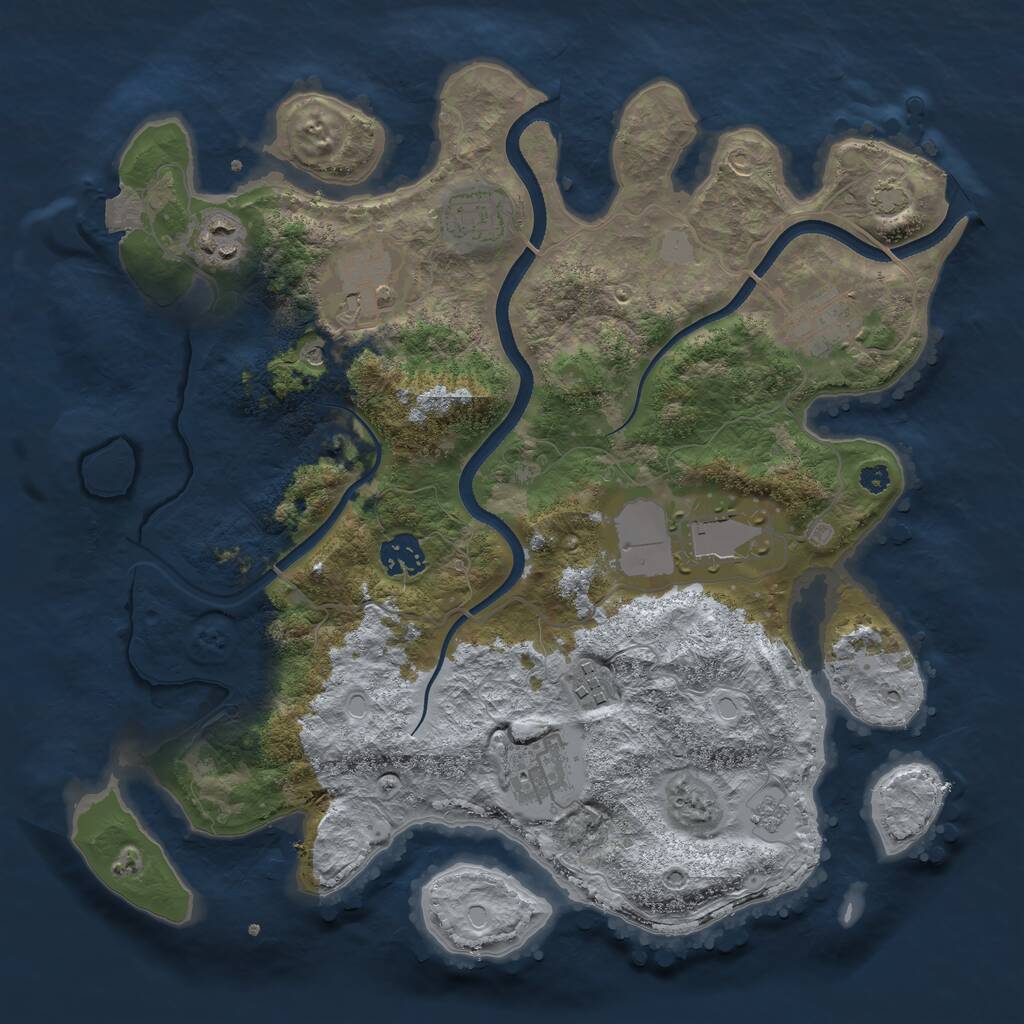 Rust Map: Procedural Map, Size: 3500, Seed: 6952465, 12 Monuments
