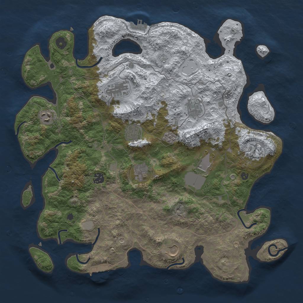 Rust Map: Procedural Map, Size: 4000, Seed: 1443290310, 19 Monuments